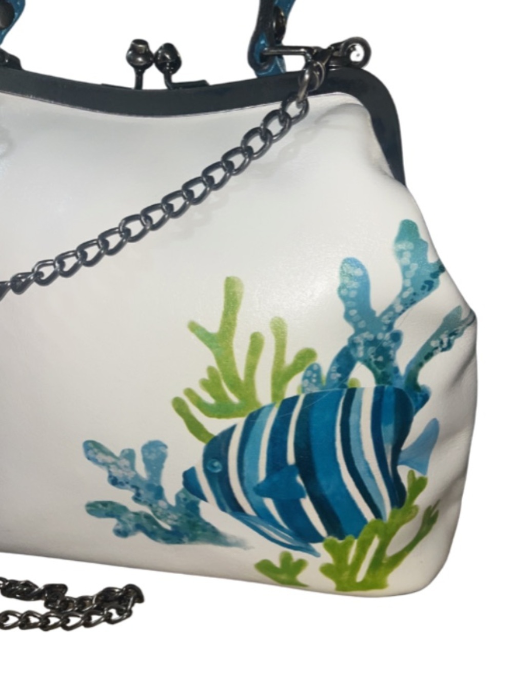 Patricia Nash Laureana Frame
Satchel - Striped Fish Print White Chalk